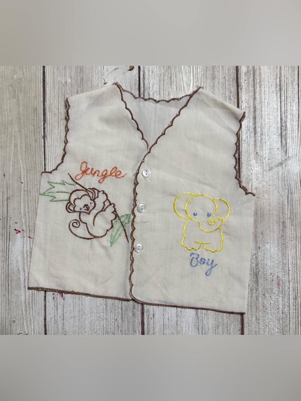 Vintage Mayfair Jungle Zoo animal diaper shirt 0-6m baby boy